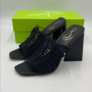 Sam Edelman Womens Laurette Black Sandals Size 8.5 M Wedge Heels